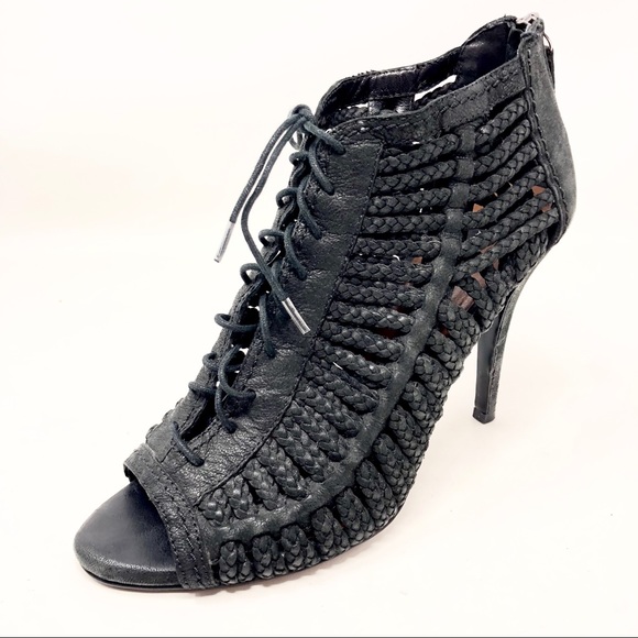 Zara Shoes - 🌈Zara Woman Black Leather Woven Cage Heels Sz 10